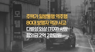 주택가 일방통행 역주행 승용차에 역과된 80대 보행자, 다발성 외상(T07) 사망 합의금 2억 2천만원