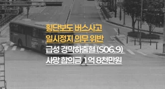 횡단보도 좌회전 버스 사고, 80대 외상성 급성 경막하출혈(S06.5) 사망, 합의금 1억 8천만 원