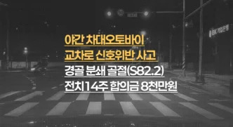 야간 차대오토바이 신호위반, 분쇄골절(S82.2) 전치14주, 합의금 8,000만원