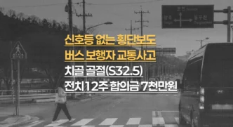 신호등 없는 횡단보도 버스사고, 치골 골절(S32.5) 전치12주, 총 합의금 7천만원