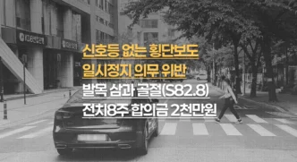 횡단보도 보행자 충격사고, 60대 발목 삼과골절(S82.8) 전치8주, 합의금 2천만원