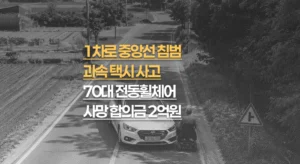 중앙선 침범//과속 택시사고,//70대 전동휠체어 사망,//합의금 2억원