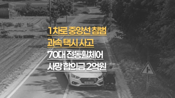 중앙선 침범 과속 택시사고, 70대 전동휠체어 사망, 합의금 2억원