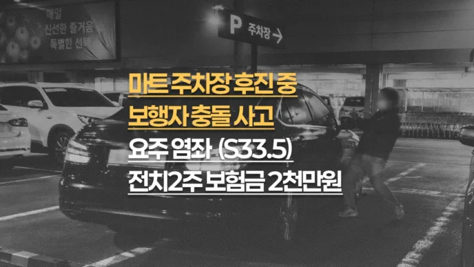마트 주차장 후진 충돌사고, 요추 염좌(S33.5), 보험금 약 2천만원
