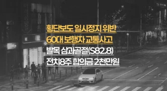 횡단보도 일시정지 의무위반, 60대 발목 삼과골절(S82.8) 전치8주, 합의금 2천만원