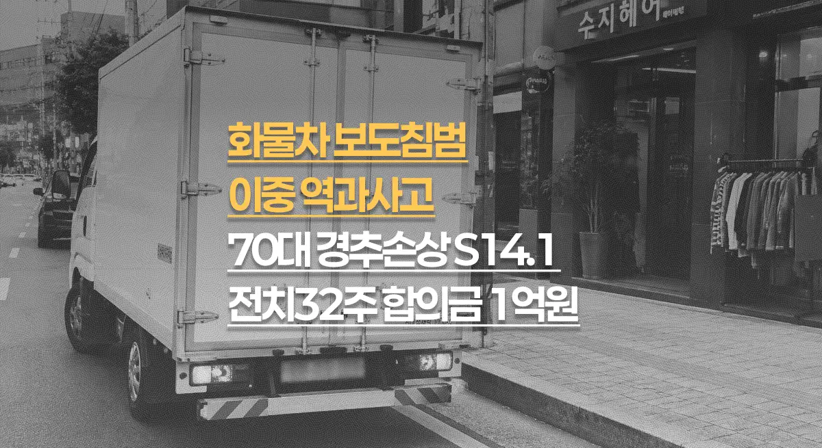 화물차 보도 침범 이중 역과사고, 70대 경추손상 사지마비(S14.1) 전치32주, 합의금 1억원