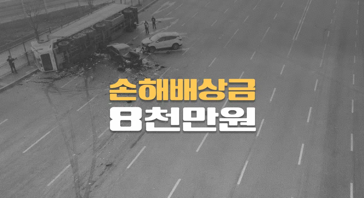 8차선 연쇄추돌사고, 60대 동승자 요추골절(S32.0), 전치14주 손해배상금 8천만원
