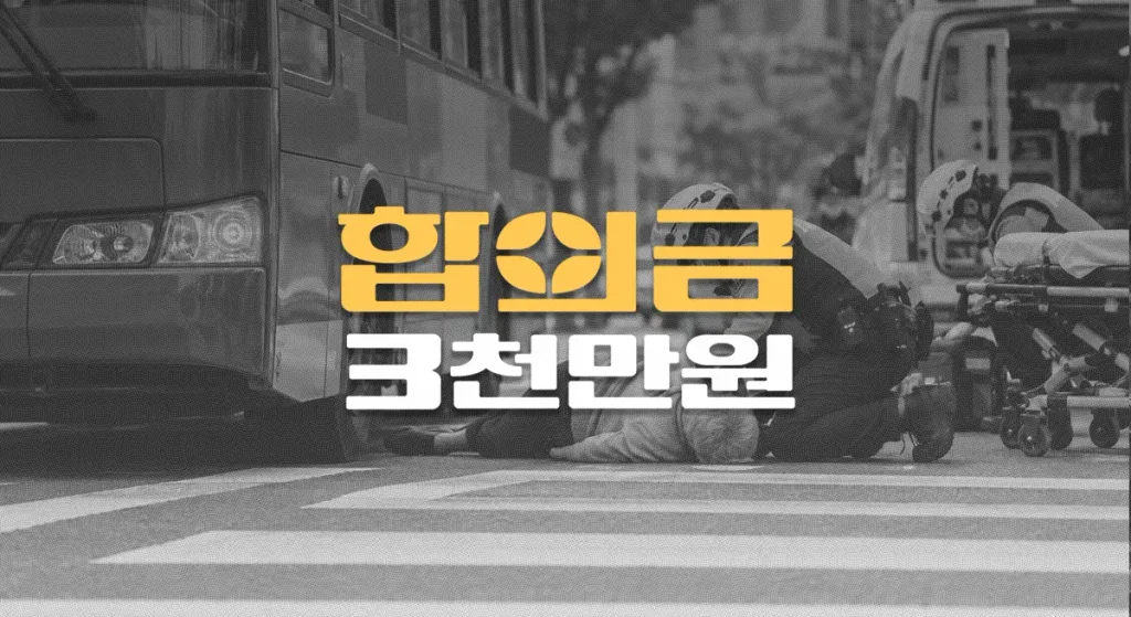 신호등없는횡단보도//버스사고, 80대//대퇴골전자간골절(S72.120)//전치12주,//합의금 3천만원